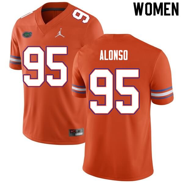 Women's NCAA Florida Gators Lucas Alonso #95 Stitched Authentic Nike Orange College Football Jersey CVB3065CX